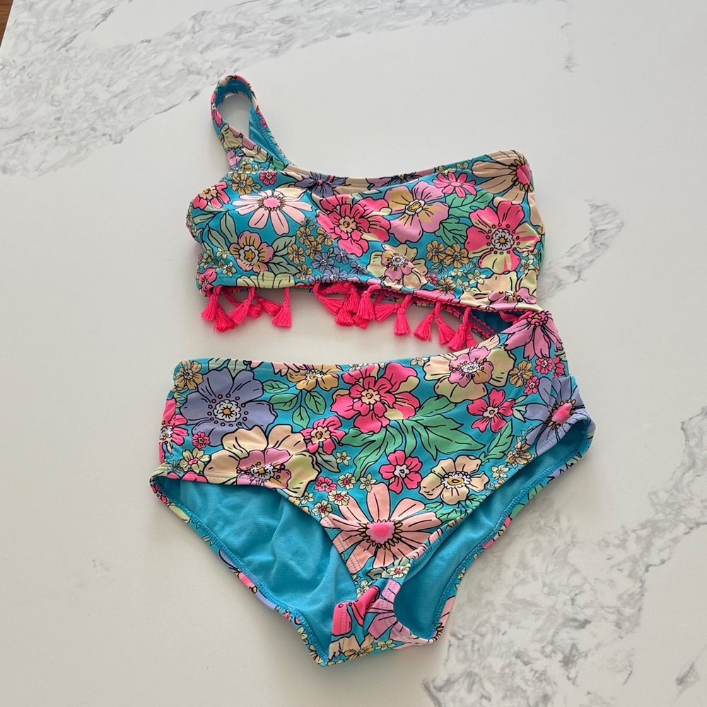 Vibrant Floral Kids One-Piece Swimsuit